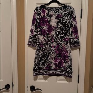 White House Black Market Purple and Black Floral Dress